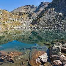Amazing view of Lake and reflection of Preokorets (Popova Kapa) peak, Rila Mountain, Bulgaria