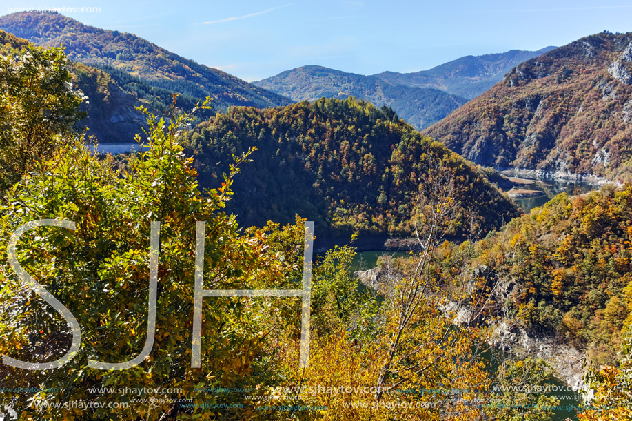 Autumn Panorama of Tsankov kamak Reservoir, Smolyan Region, Bulgaria