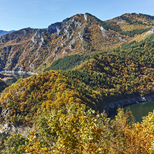 Autumn Panoramic view of Tsankov kamak Reservoir, Smolyan Region, Bulgaria