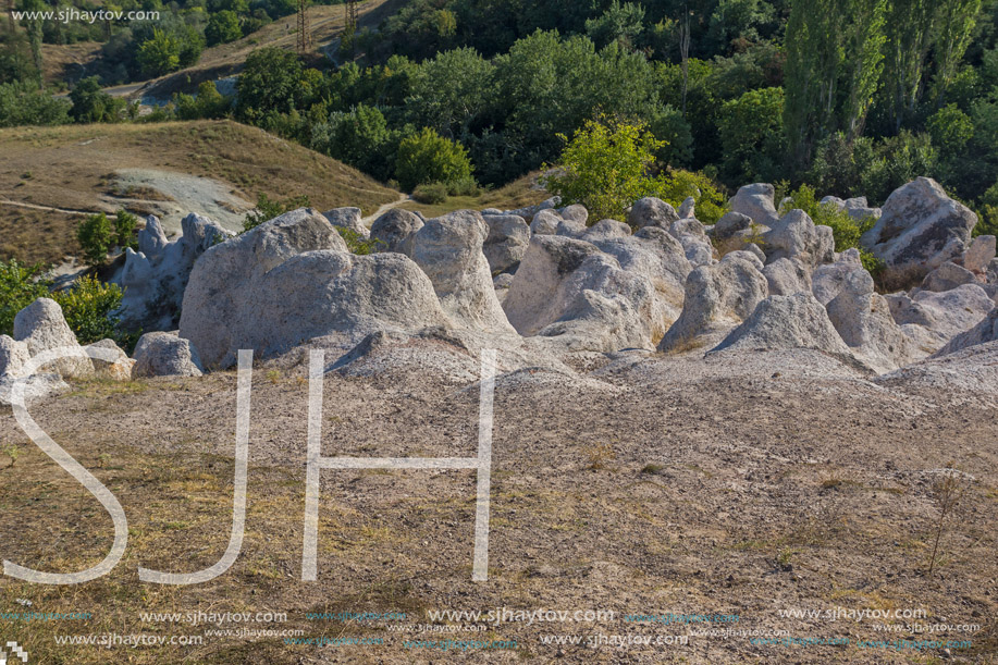 Panoramic view Rock phenomenon Stone Wedding near town of Kardzhali, Bulgaria