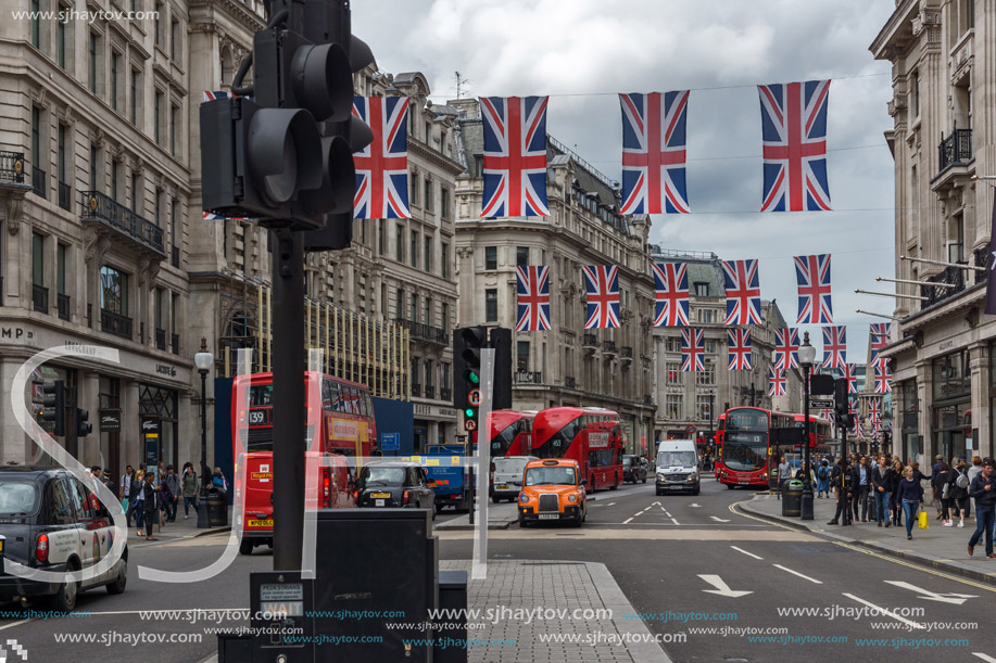 LONDON, ENGLAND - JUNE 16 2016: Clouds over Regent Street, City of London, England, Great Britain