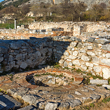 Ruins of octagon church in the archeological area of ancient Philippi, Eastern Macedonia and Thrace, Greece