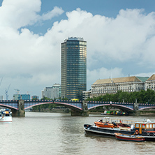 LONDON, ENGLAND - JUNE 16 2016: Cityscape of London from Westminster Bridge, England, United Kingdom