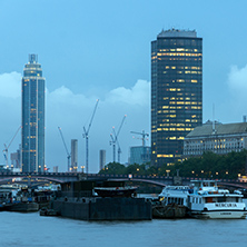 LONDON, ENGLAND - JUNE 16 2016: Cityscape of London from Westminster Bridge, England, United Kingdom