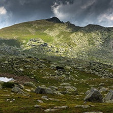 Dark clouds over Spanopolski chukar peak, Pirin Mountain, Bulgaria
