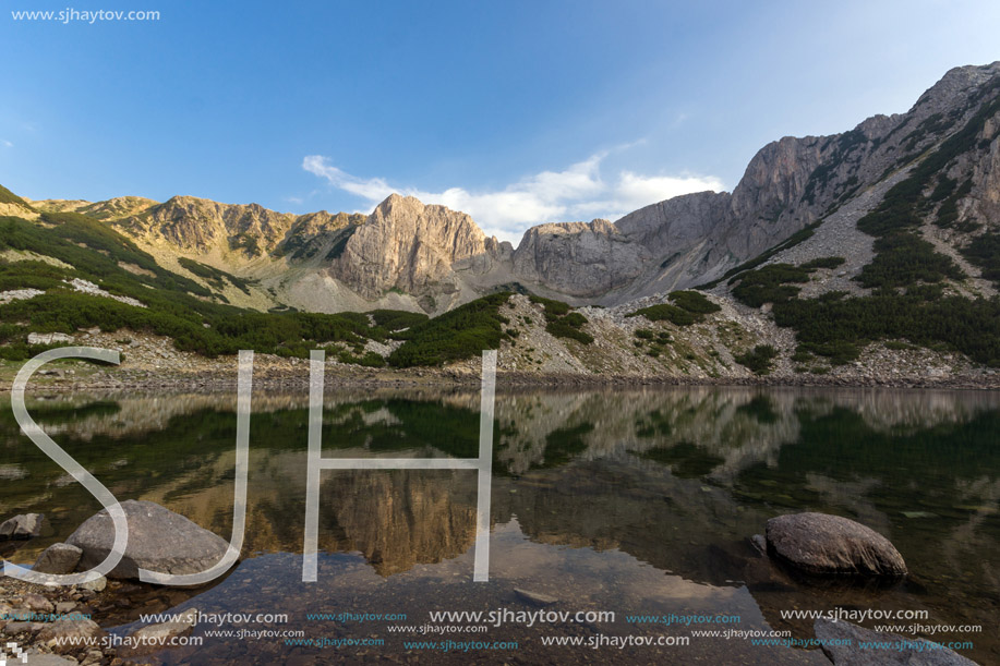 Amazing panorama around Sinanitsa peak and  reflectionin the lake, Pirin Mountain, Bulgaria