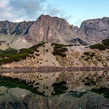 Amazing sunset of Sinanitsa peak and  the lake, Pirin Mountain, Bulgaria