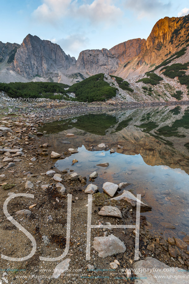 Amazing Sunrise of Sinanitsa peak and  the lake, Pirin Mountain, Bulgaria