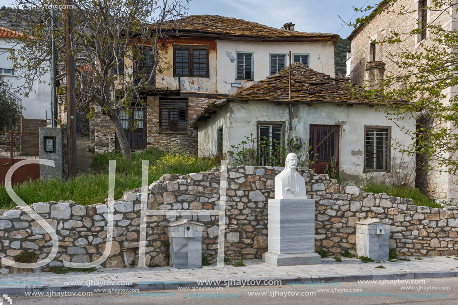 Old houses in the central street  in the village of Theologos,Thassos island, East Macedonia and Thrace, Greece