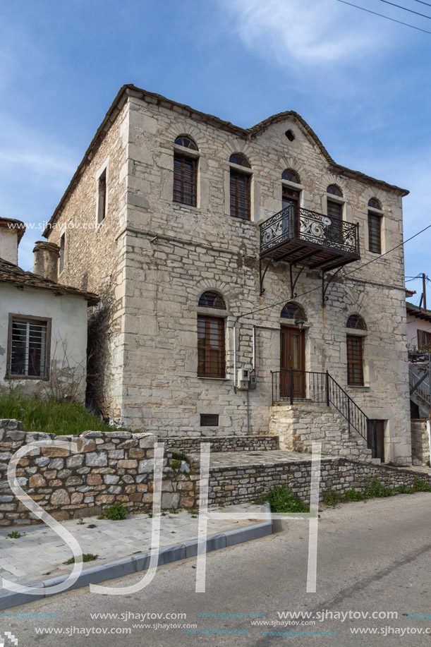 Old houses in the central street  in the village of Theologos,Thassos island, East Macedonia and Thrace, Greece