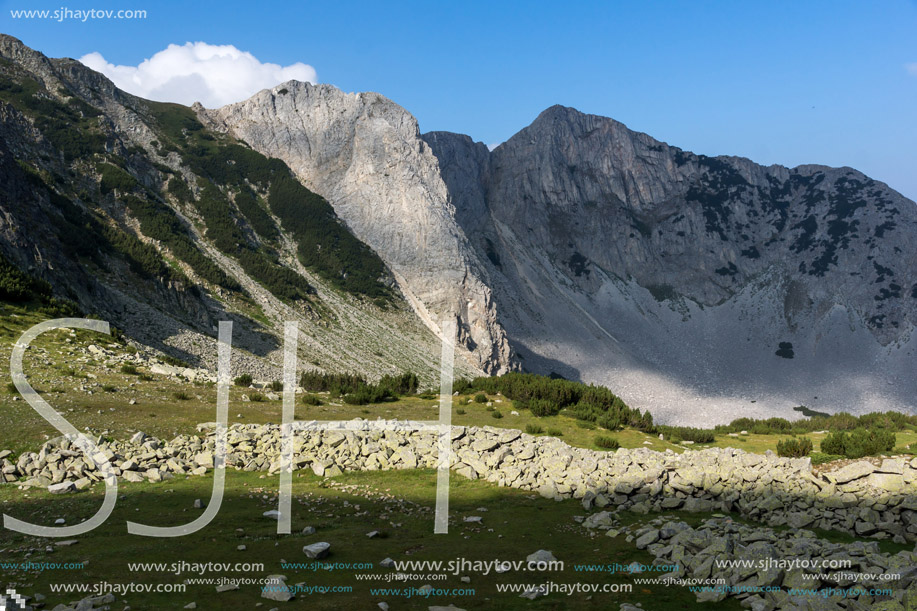 Amazing view of rocks of Sinanitsa peak covered with shadow, Pirin Mountain, Bulgaria