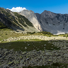 Amazing Panorama of rocks of Sinanitsa peak covered with shadow, Pirin Mountain, Bulgaria