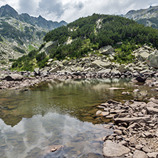 Amazing view of Rocky peaks and Upper  Muratovo lake, Pirin Mountain, Bulgaria