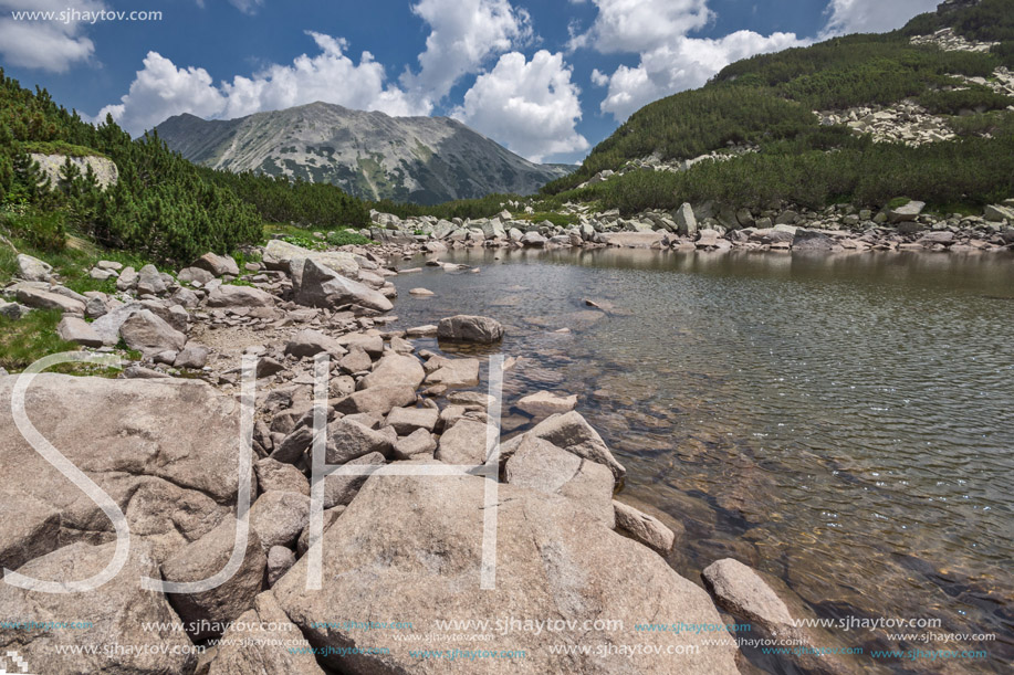 Rocky peaks and Upper Muratovo lake and Todorka peak, Pirin Mountain, Bulgaria