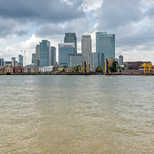 LONDON, ENGLAND - JUNE 17 2016: Canary Wharf view from Greenwich, London, England, Great Britain
