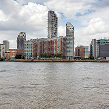 LONDON, ENGLAND - JUNE 17 2016: Canary Wharf view from Greenwich, London, England, Great Britain
