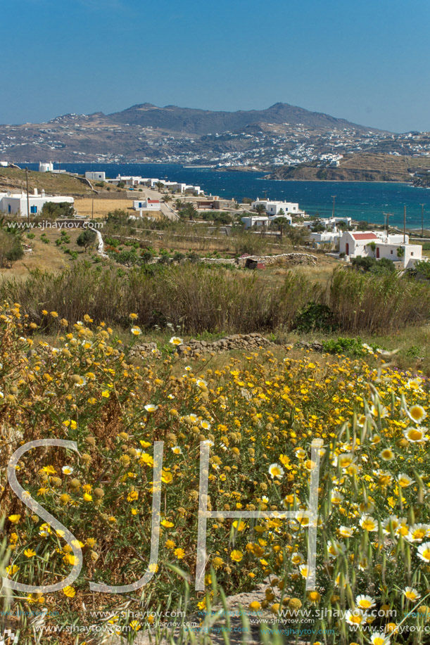 Amazing spring panorama of island of Mykonos, Cyclades, Greece
