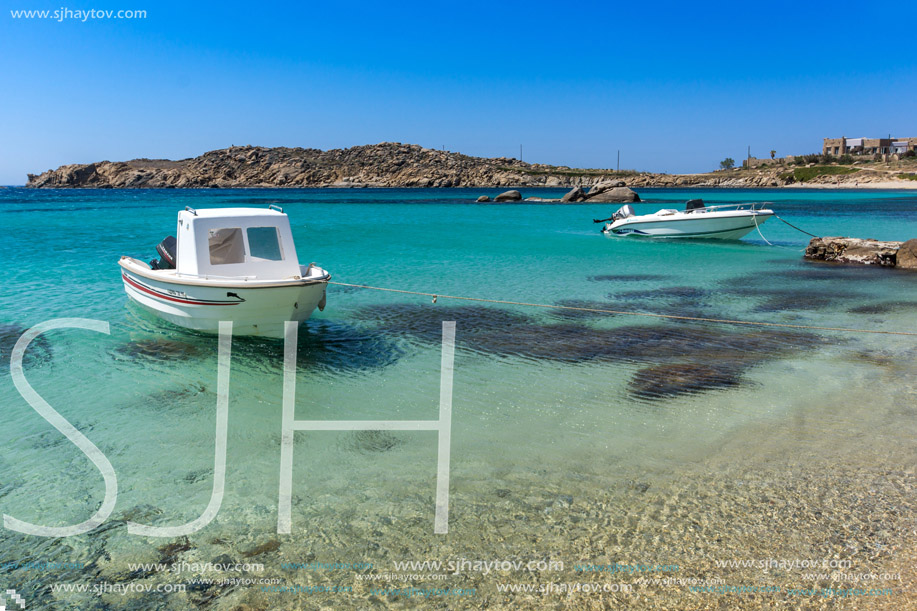Paranga Beach on the island of Mykonos, Cyclades, Greece