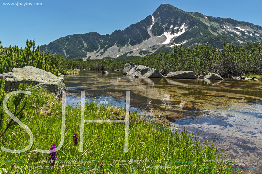 Panoramic view of Sivrya peak and Banski lakes, Pirin Mountain, Bulgaria