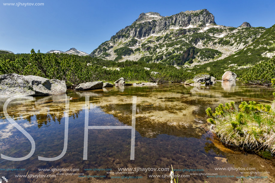 Summer view of Dzhangal peak and Banski lakes, Pirin Mountain, Bulgaria