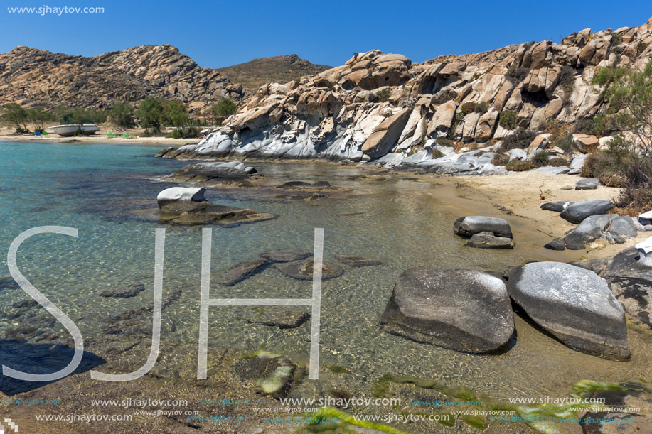 Blue Waters and  rock formations of kolymbithres beach, Paros island, Cyclades, Greece