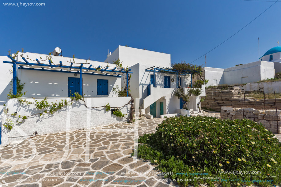 Typical street in town of Parakia, Paros island, Cyclades, Greece