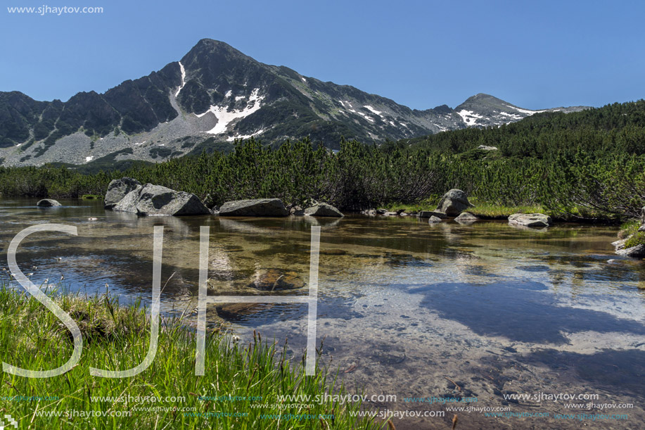 Green grass, Sivrya peak and Banski lakes, Pirin Mountain, Bulgaria