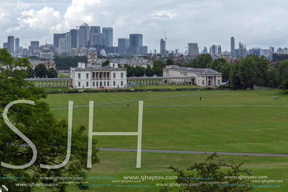 LONDON, ENGLAND - JUNE 17 2016: Amazing Panorama from Greenwich, London, England, United Kingdom