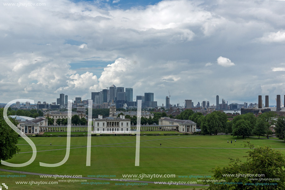 LONDON, ENGLAND - JUNE 17 2016: Amazing Panorama from Greenwich, London, England, United Kingdom