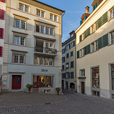 ZURICH, SWITZERLAND - 28 OCTOBER 2015 : Typical street with old houses in Zurich, Switzerland