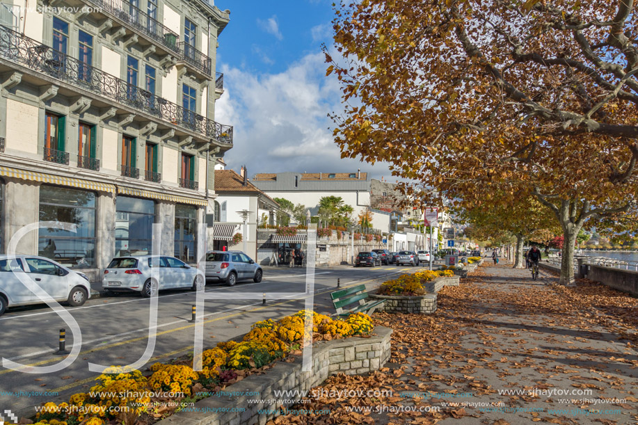 VEVEY, SWITZERLAND - 29 OCTOBER 2015 : Landscape of Embankment, Vevey, canton of Vaud, Switzerland