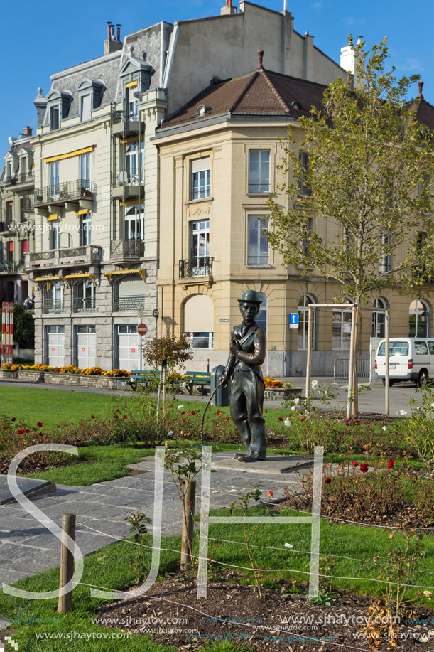 VEVEY, SWITZERLAND - 29 OCTOBER 2015 : Landscape of Embankment, Vevey, canton of Vaud, Switzerland