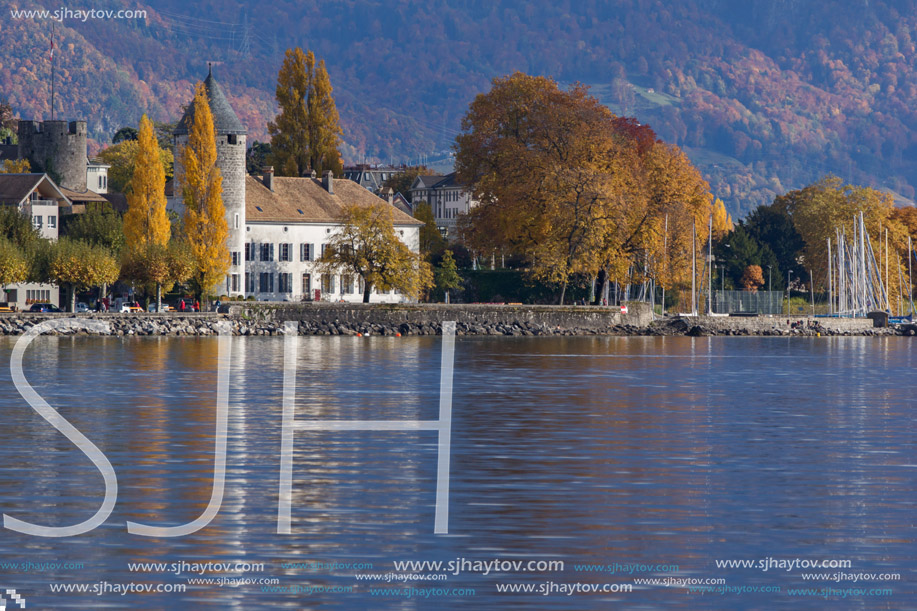 VEVEY, SWITZERLAND - 29 OCTOBER 2015 : Panorama of Vevey, canton of Vaud, Switzerland