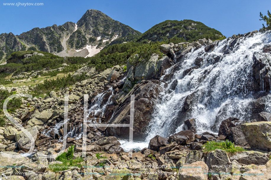 Waterfall and Sivrya peak, Pirin Mountain, Bulgaria