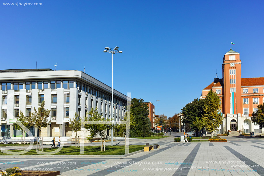 Old Building of Town Hall in the center of City of Pleven, Bulgaria