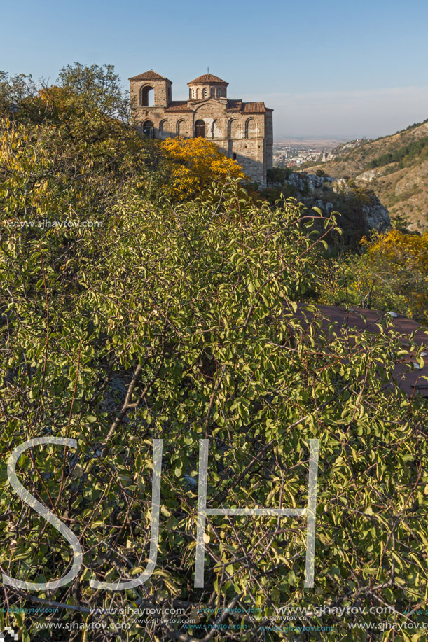 Amazing Autumn landscape of Church of the Holy Mother of God in Asen"s Fortress, Asenovgrad, Plovdiv Region, Bulgaria