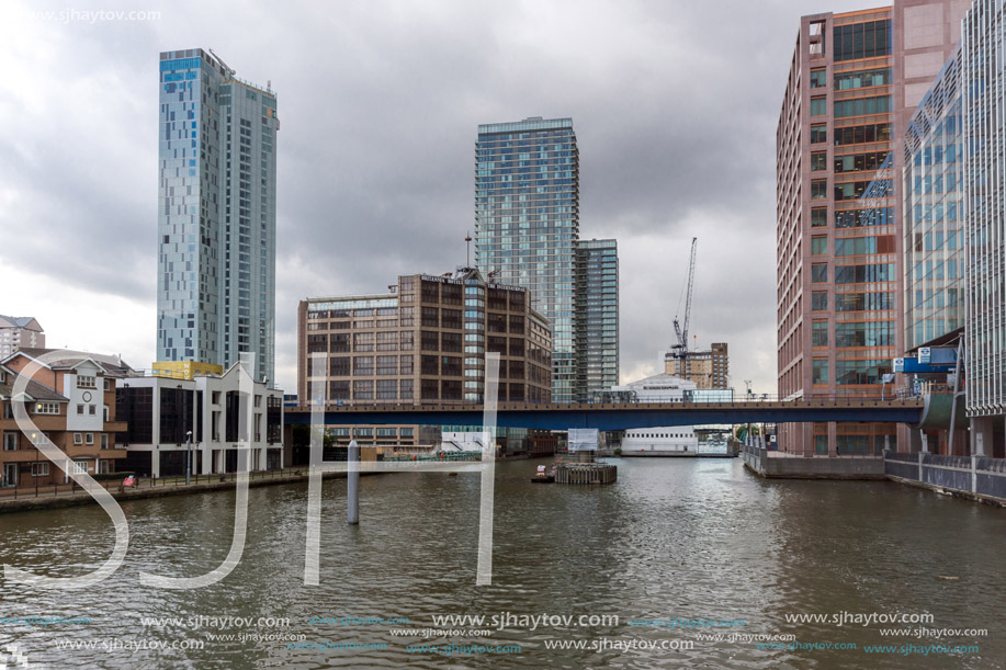 Business building and skyscraper in Canary Wharf, London, England, Great Britain