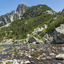 Waterfall and Sivrya peak, Pirin Mountain, Bulgaria
