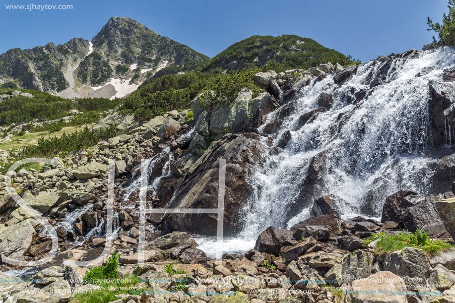 Waterfall and Sivrya peak, Pirin Mountain, Bulgaria