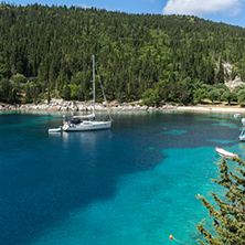 amazing panorama of Foki Fiskardo Beach, Kefalonia, Ionian islands, Greece