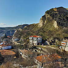 Panoramic view of town of Melnik  from Ruins of Byzantine fortress, Blagoevgrad region, Bulgaria