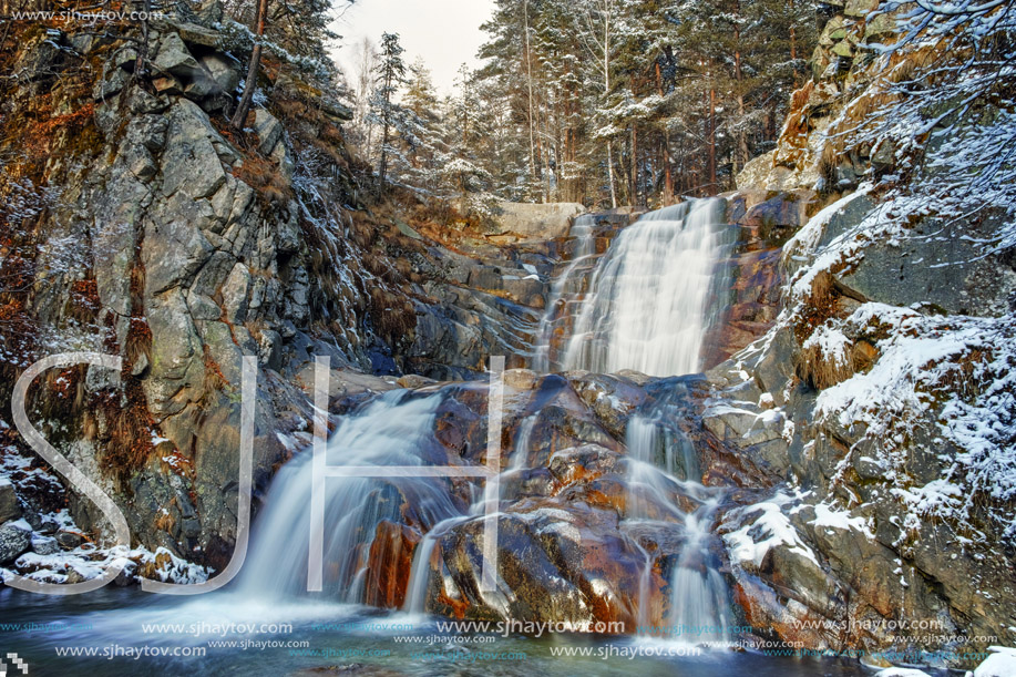 Winter view of Popina Luka waterfall near town of Sandanski, Pirin Mountain, Bulgaria