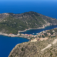 Panorama of Assos village and beautiful sea bay, Kefalonia, Ionian islands, Greece