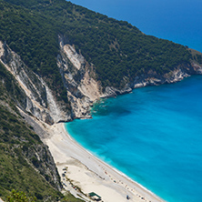 Panoramic View of beautiful Myrtos beach, Kefalonia, Ionian islands, Greece