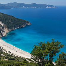 Panoramic View of beautiful Myrtos beach, Kefalonia, Ionian islands, Greece
