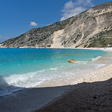 Panoramic View of beautiful Myrtos beach, Kefalonia, Ionian islands, Greece