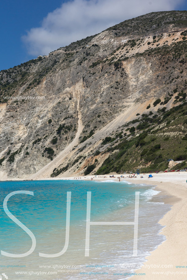 Panoramic View of beautiful Myrtos beach, Kefalonia, Ionian islands, Greece