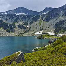 Amazing view to Banderishki chukar peak and Banderitsa fish lake, Pirin Mountain, Bulgaria