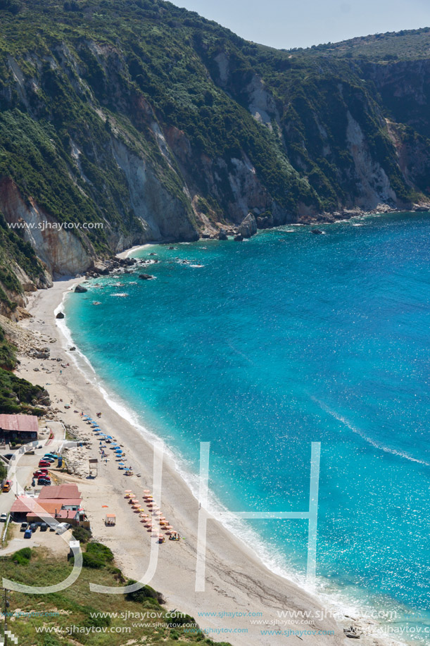 Panorama of Petani Beach, Kefalonia, Ionian Islands, Greece