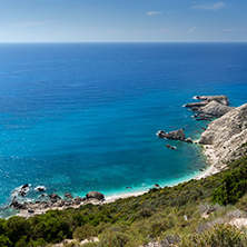 Seascape with Rocks and blue waters near Petani Beach, Kefalonia, Ionian Islands, Greece